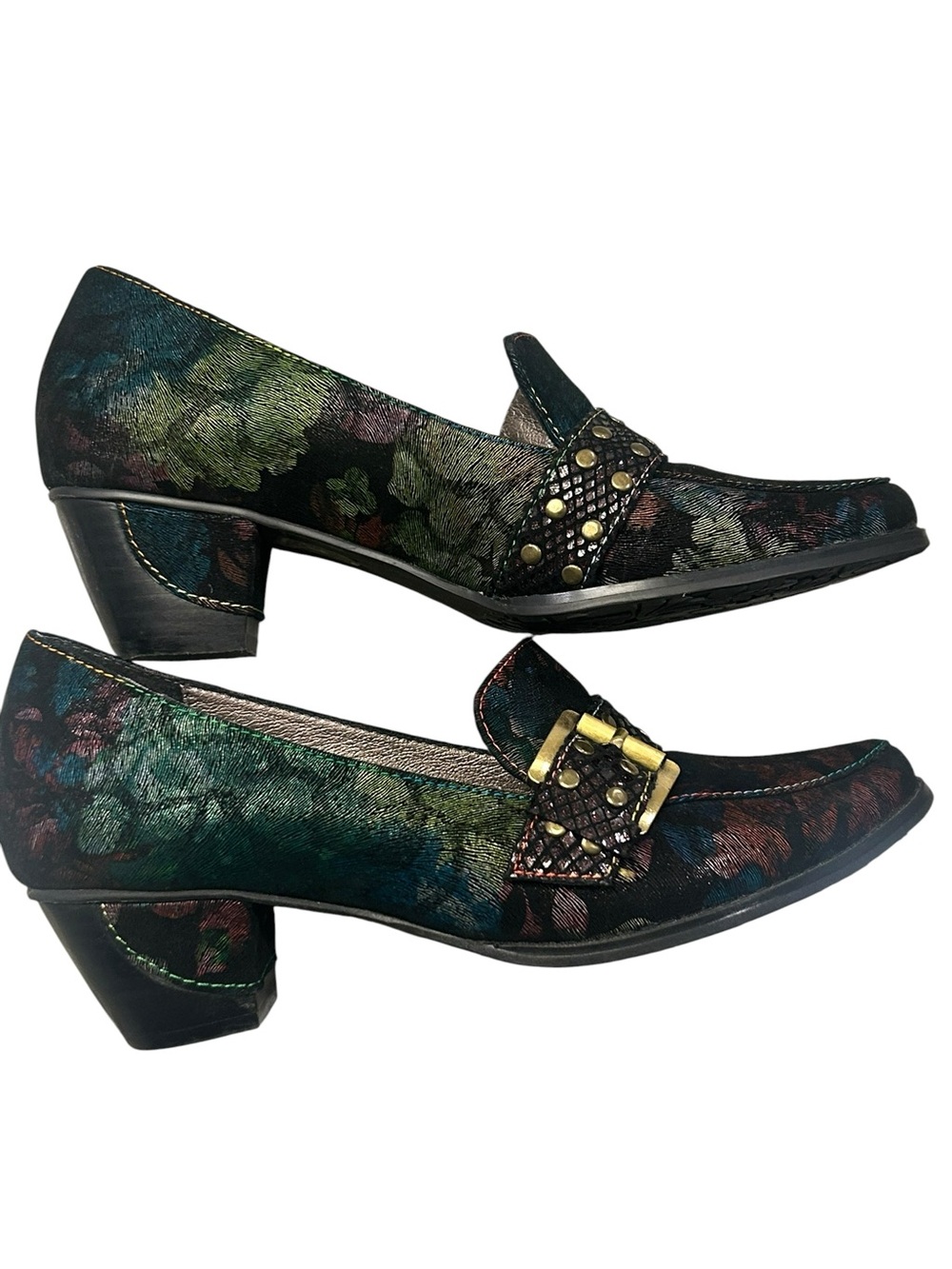 Spring Step L’Artiste Shala Floral Metallic Buckle Low Heel Loafers 37 (US 7)